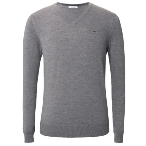 J.Lindeberg Men's Lymann Tour Merino Golf V-Neck Sweater,Grey Melange,L von J.Lindeberg