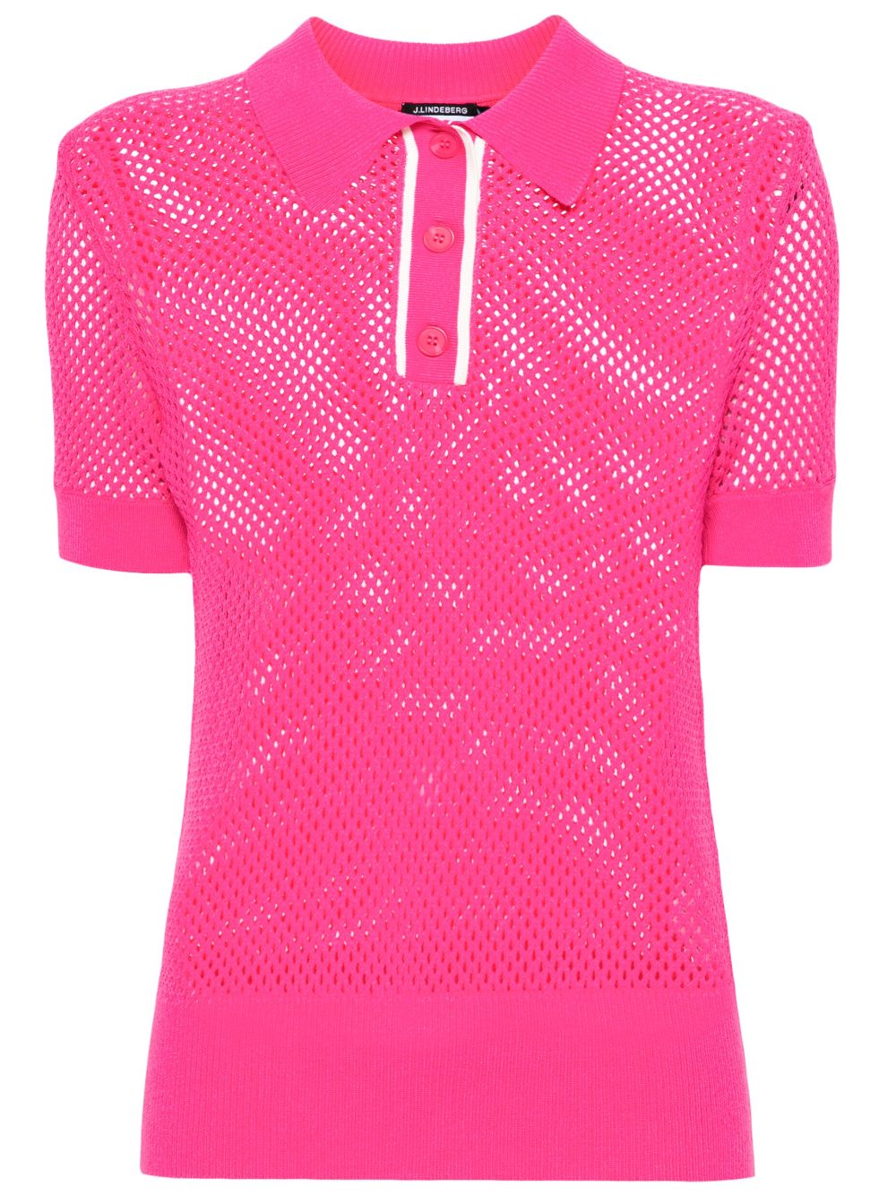 J.Lindeberg Sindra Poloshirt mit Lochstrickmuster - Rosa von J.Lindeberg