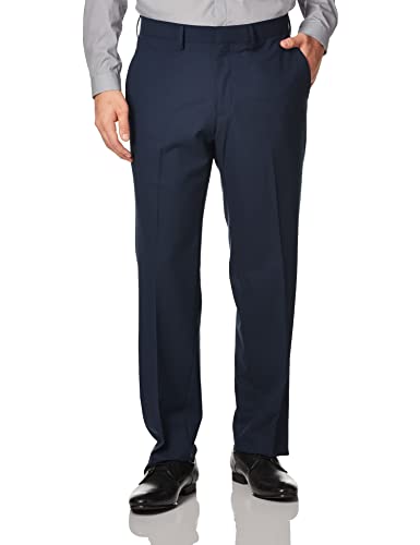 Haggar Herren 4-Wege-Stretch, gerade Passform, Flache Vorderseite, Anzughose Klassische Hose, Blau, 34W / 32L von Haggar