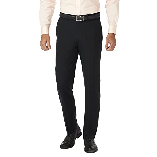 J.M. Haggar Herren Slim Fit Flat Front Super Flex Bund Stretch Kleid Hose, schwarz, 32W / 38L von Haggar