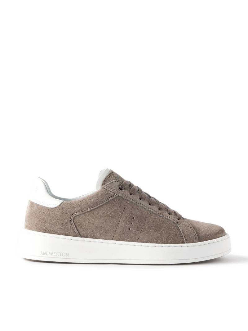 J.M. Weston - On Time Leather-Trimmed Suede Sneakers - Men - Gray - UK 10 von J.M. Weston