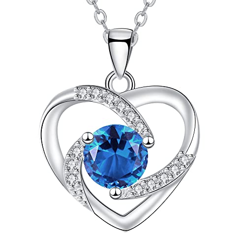 J.MUEN Herz Kette Damen 925 Sterling Silber Anhänger mit Halskette 45+5cm, Muttertag Schmuck Geschenk mit Box von J.MUEN
