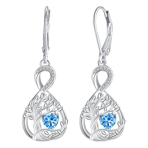 J.MUEN Unendlichkeit Ohrringe für Damen 925 Sterling Silber Lebensbaum Anhänger Ohrringe mit GeschenkboxFür Frauen mit Schmuck Geschenk Verpackung von J.MUEN