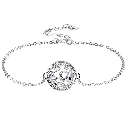 J.MUEN Mutter Tochter Elefant Armband für Damen 925 Sterling Silber Armkette Muttertag Geburtstag Schmuck Geschenke für Damen Mädchen von J.MUEN