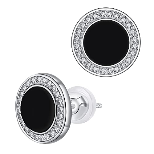 J.MUEN Schwarze Ohrstecker,925 Sterling Silber Damen Ohrstecker Schwarz Unisex Ohrringe Herren Geburtstags Geschenk von J.MUEN