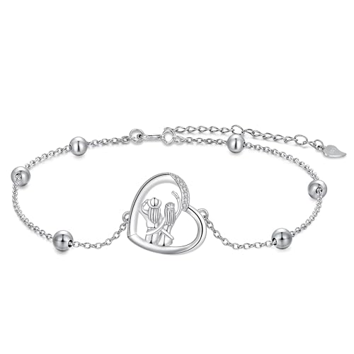 J.MUEN Schwester Armband Damen Silber 925 Herz Anhänger Armband, Schmuck für Freundin Frau Mutter Tochter von J.MUEN