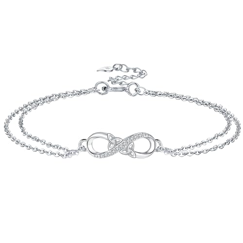 J.MUEN Unendlichkeit Armband Damen 925 Sterling Silber Armband mit Keltisches Symbol Frauen Schmuck Valentinstag Muttertag Geburtstags Hochzeits Jubiläum von J.MUEN
