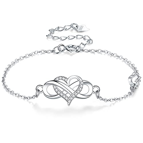 J.MUEN Unendlichkeit Armband Damen 925 Sterling Silber Infinity Liebe Symbol Herz Armbänder Verstellbarer Charm Armkette 16+4cm J.MUEN Unendlichkeit Armband Damen 925 Sterling Silber Infinity Liebe Symbol Herz Armbänder Verstellbarer Charm Armkette 16+4cm von J.MUEN