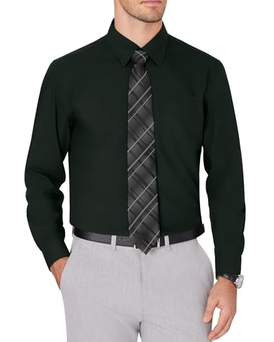 J.VER Anzug Hemd Herren Longsleeve Hemden Hochzeit Elegant knitterarm Arbeitshemd Classics Freunde Familie Alltag Herrenhemden,Armeegrün,2XL von J.VER