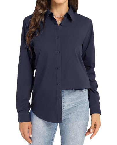 J.VER Bluse Damen Berufliche Eleganz Langarm Regular Fit Unifarben Für Büro Outdoor Party Navy Blau von J.VER