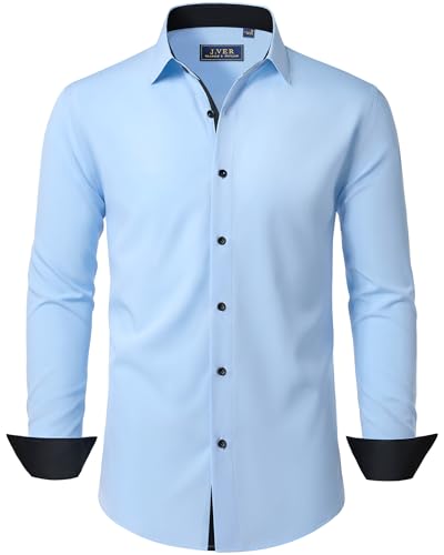 J.VER Männer Shirts Hemd Herren Longsleeve Hochzeit Arbeitshemd Classics Freunde Familie Alltag Jahrestag Oberteile,Blau,XL von J.VER