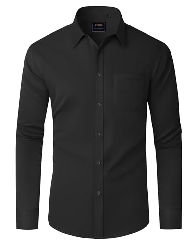 J.VER Hemd Herren Schwarz Herren Langarmshirt Modern Fit Herrenhemden Freizeithemden Bügelleichtes Businesshemd 2XL von J.VER