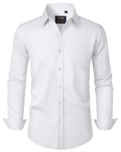 J.VER Hemd Herren Langarm Männer Herrenhemden Bügelfrei Regular Fit Freizeithemden Businesshemd Anzug Hemd, Weißes, 2XL von J.VER