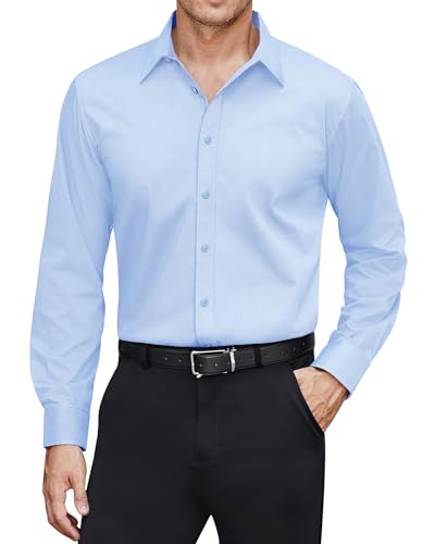 J.VER Wasserdichtes Herren Hemd Langarmshirt Männer Freizeit Hemden Regular Fit Outdoor Straße Oberhemden,Hellblau,4XL von J.VER