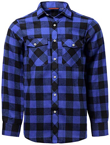 J.VER Herren Hemd Kariertes Freizeithemd Normale Passform Lange Ärmel Flanellhemden, Blau&schwarz 3XL von J.VER