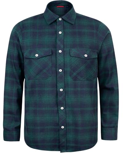 J.VER Herren Hemd Kariertes Freizeithemd Normale Passform Lange Ärmel Flanellhemden, Grün 3XL von J.VER