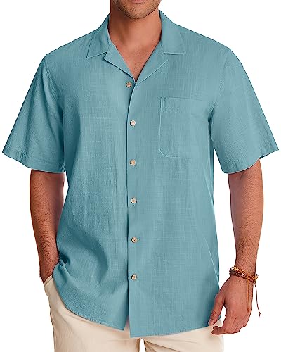 J.VER Herren Hemd Kurzarm Leinenhemd Sommerhemd Kuban Freizeit Linen Shirts Businesshemd Dating Büro Outdoor Hemd für Ehemann,Graugrün,XL J.VER Herren Hemd Kurzarm Leinenhemd Sommerhemd Kuban Freizeit Linen Shirts Businesshemd Dating Büro Outdoor Hemd für Ehemann,Graugrün,XL von J.VER