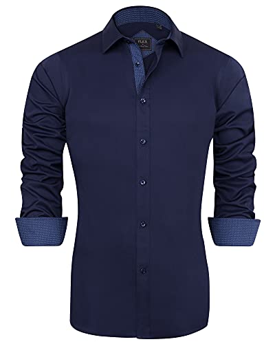 J.VER Herren Hemd Regular Fit Langarm Herrenhemden Freizeithemd Regular Businesshemd Elastiscer Musterhemd,Marineblau,XL J.VER Herren Hemd Regular Fit Langarm Herrenhemden Freizeithemd Regular Businesshemd Elastiscer Musterhemd,Marineblau,XL von J.VER