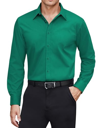 J.VER Faltenfrei Langarmshirt Formales Anzug Stretchhemd Pure Freizeithemd Freund Mordern Businesshemd,Grass Grün,XXL von J.VER