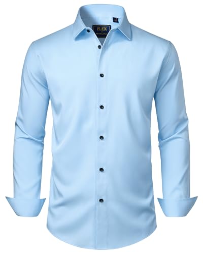 J.VER Business Hemd Herren Klassisch Langarmhemd Einfarbig Anzug Hemden Business Arbeit Oberhemd,Blau,2XL von J.VER