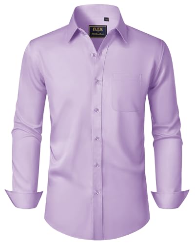 J.VER Herren Hemd Violett Freizeithemd Formelle Businesshemden Regular Fit Langarmhemd Arbeitshemd 3XL von J.VER