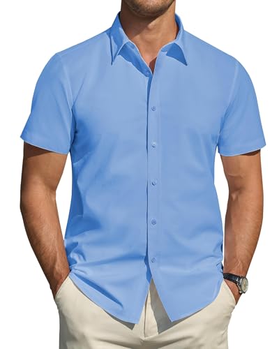 J.VER Herren Kurzarmhemd Regular Fit Businesshemd Stretch Hemden Bügelleichtes Men Club Tshirt Büro Arbeit Oberteil,Staub Blau,3XL J.VER Herren Kurzarmhemd Regular Fit Businesshemd Stretch Hemden Bügelleichtes Men Club Tshirt Büro Arbeit Oberteil,Staub Blau,3XL von J.VER