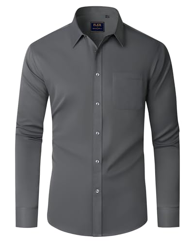 J.VER Herren Hemd Langarm Grau Freizeithemden Regular Fit Business Hemden Faltenfrei Formales Anzug Hemd mit Tasche 3XL J.VER Herren Hemd Langarm Grau Freizeithemden Regular Fit Business Hemden Faltenfrei Formales Anzug Hemd mit Tasche 3XL von J.VER
