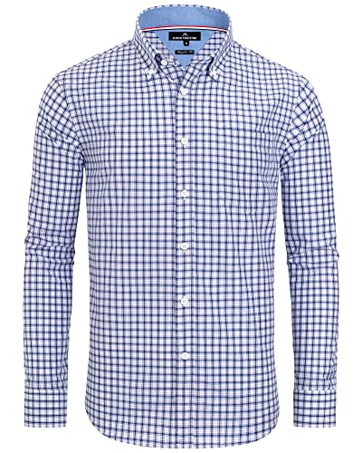 J.VER Herren Hemd Oktoberfest Bier Karohemd Langarmshirt Stretch Businesshemd Herbst Klassischen Karneval Shirt mit Tasche,Blau Weiß Grau,M von J.VER