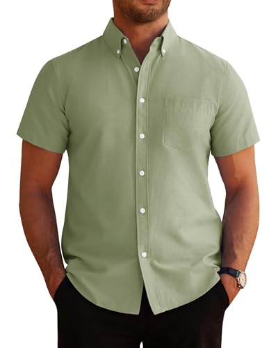 J.VER Kurzarmhemd Herren Business Oberteile Regular Fit Herrenhemd Basic Büro Oxford Shirts Männer Freund Straße Hemden Herren,Bohne Grün,XL J.VER Kurzarmhemd Herren Business Oberteile Regular Fit Herrenhemd Basic Büro Oxford Shirts Männer Freund Straße Hemden Herren,Bohne Grün,XL von J.VER