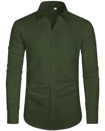 J.VER Business Hemd Herren Langarm Slim Fit Stretch Knitterfrei Elegant Gästehemd mit Elasthananteil,Armeegrün,XL J.VER Business Hemd Herren Langarm Slim Fit Stretch Knitterfrei Elegant Gästehemd mit Elasthananteil,Armeegrün,XL von J.VER