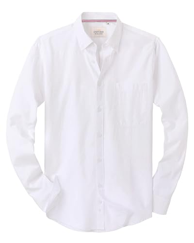 J.VER Oxford Herren Hemd Bügelfrei Regular Fit HerrenHemden Langarm Casual Oberhemd aus Baumwolle Button Down Hemden Faltenfrei Freizeithemd mit Tasche,Weiß,S J.VER Oxford Herren Hemd Bügelfrei Regular Fit HerrenHemden Langarm Casual Oberhemd aus Baumwolle Button Down Hemden Faltenfrei Freizeithemd mit Tasche,Weiß,S von J.VER