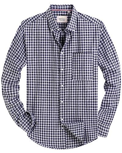 J.VER Oxford Herren Hemd Regular Fit Hemd Langarm Bügelleicht Casual Hemd aus Oxford Button Down Hemd Freizeithemd mit Tasche,Kariert Schwarz,3XL von J.VER