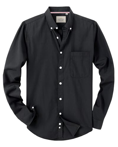 J.VER Oxford Herren Hemd Bügelfrei Regular Fit Hemd Langarm Casual Hemd aus Oxford Button Down Hemd Faltenfrei Freizeithemd mit Tasche,Schwarz,4XL J.VER Oxford Herren Hemd Bügelfrei Regular Fit Hemd Langarm Casual Hemd aus Oxford Button Down Hemd Faltenfrei Freizeithemd mit Tasche,Schwarz,4XL von J.VER