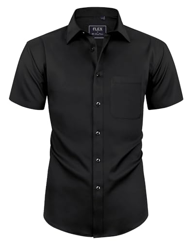 J.VER Kurzarm Herren Hemden Herrenhemd Männer Hochzeit Business Anzug Oberhemd,Schwarz,2XL von J.VER