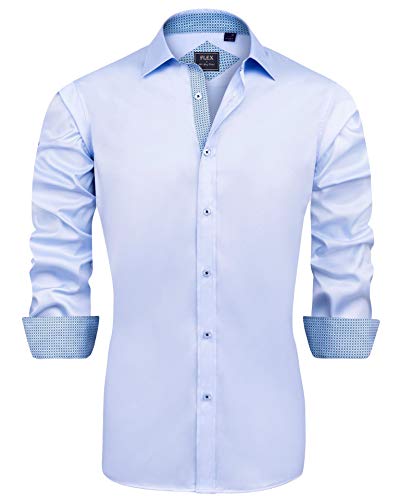 J.VER Herren Hemd Regular Fit Langarm Herrenhemden Freizeithemd Regular Businesshemd elastiscer Musterhemd,Himmelblau,4XL von J.VER