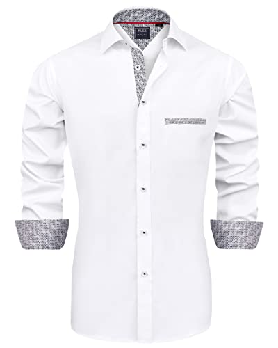 J.VER Herren Hemd Regular Fit Langarm Herrenhemden Freizeithemd Regular Businesshemd elastiscer Musterhemd von J.VER