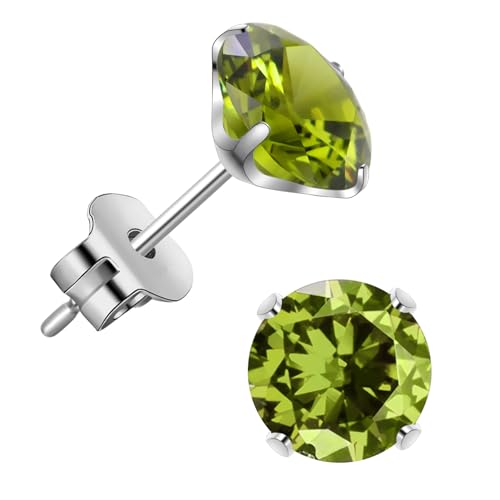 J.aey Titan Medizinische Ohrstecker Ohrringe Mädchen Damenschmuck Chirurgenstahl Klein 5mm 5A+Zirkonia Grün Ohrringe Silber Knorpel Jewellery Ohrringe Stecker 20G von J.aey