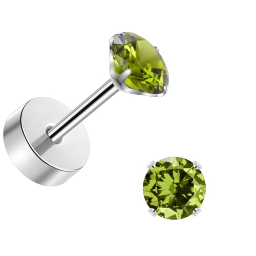 J.aey Titan Ohrringe für Damen Mädchen Medizinische Ohrstecker Gesundheitsstecker Ohrringe Grün 3mm 5A+Zirkonia Silber Ohringe Damen Helix Knorpel Piercings Jewellery Ohrringe Silber 20G Damenschmuck von J.aey