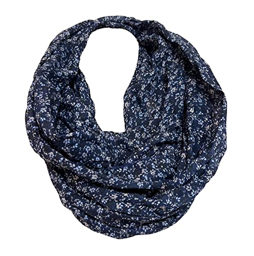 J26 Blume Blümchen Rose Seide Sommer Loop Farbverlauf Silk Uni Rundschal Schlauchschal Stola Schal leicht Tuch (Dunkelblau), 160 x 48cm von J26