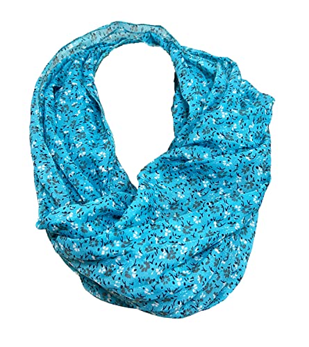 J26 Blume Blümchen Rose Seide Sommer Loop Farbverlauf Silk Uni Rundschal Schlauchschal Stola Schal leicht Tuch (Türkis), 160 x 48cm von J26