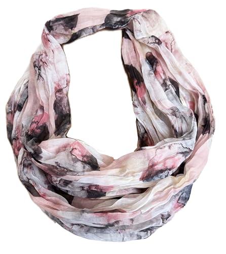 J26 Blumen Mandala Farbverlauf Kreis Seide Sommer Loop Verlauf Regenbogen Rainbow Silk Uni Rundschal Schlauchschal Stola Schal leicht 2025 Neu (Blumen Rosa) von J26