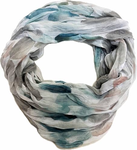 J26 Blumen Mandala Farbverlauf Kreis Seide Sommer Loop Verlauf Regenbogen Rainbow Silk Uni Rundschal Schlauchschal Stola Schal leicht 2025 Neu (DotsH Taupe) von J26