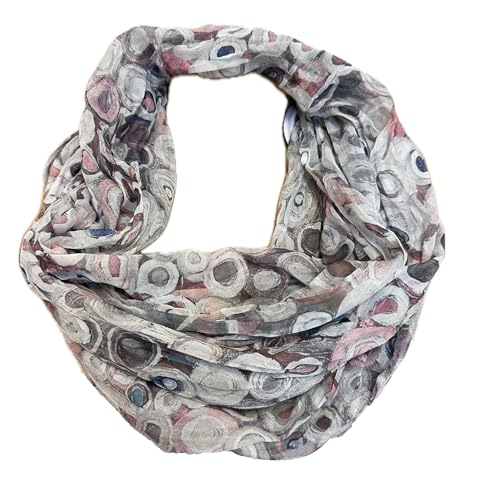 J26 Blumen Mandala Farbverlauf Kreis Seide Sommer Loop Verlauf Regenbogen Rainbow Silk Uni Rundschal Schlauchschal Stola Schal leicht 2025 Neu (KreisA Grau) von J26