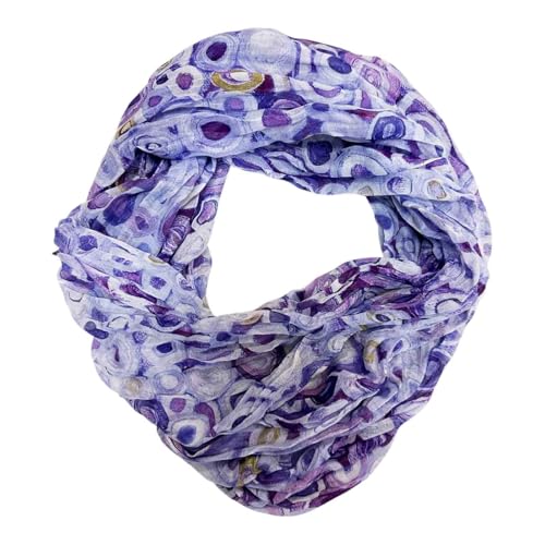 J26 Blumen Mandala Farbverlauf Kreis Seide Sommer Loop Verlauf Regenbogen Rainbow Silk Uni Rundschal Schlauchschal Stola Schal leicht 2025 Neu (KreisA Lila) von J26