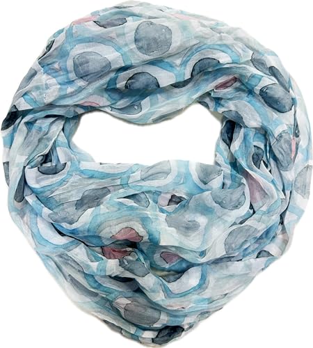 J26 Blumen Mandala Farbverlauf Kreis Seide Sommer Loop Verlauf Regenbogen Rainbow Silk Uni Rundschal Schlauchschal Stola Schal leicht 2025 Neu (KreisB Türkis) von J26