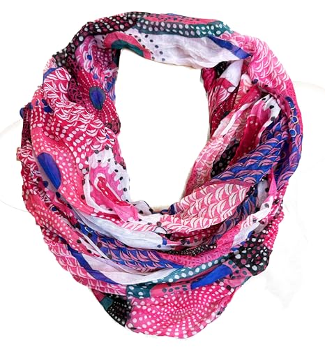 J26 Blumen Mandala Farbverlauf Seide Sommer Loop Verlauf Regenbogen Rainbow Silk Uni Rundschal Schlauchschal Stola Schal leicht (A Pink) von J26