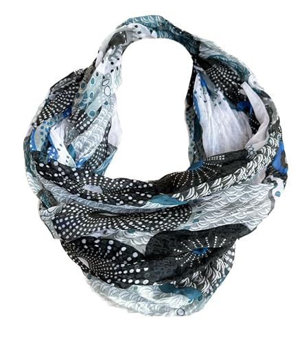 J26 Blumen Mandala Farbverlauf Seide Sommer Loop Verlauf Regenbogen Rainbow Silk Uni Rundschal Schlauchschal Stola Schal leicht (A Schwarz) von J26