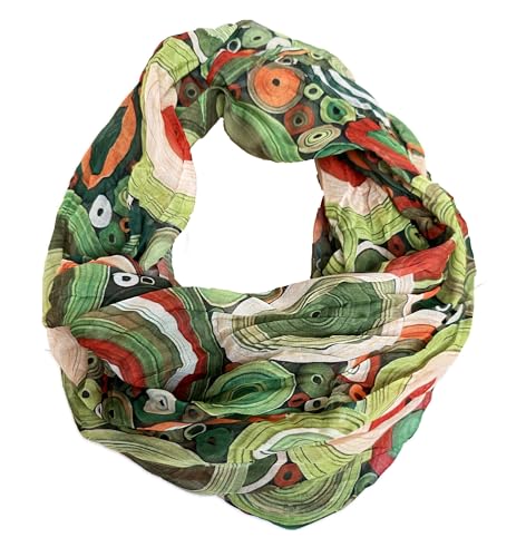 J26 Blumen Mandala Farbverlauf Seide Sommer Loop Verlauf Regenbogen Rainbow Silk Uni Rundschal Schlauchschal Stola Schal leicht (Kreis A Grün) von J26