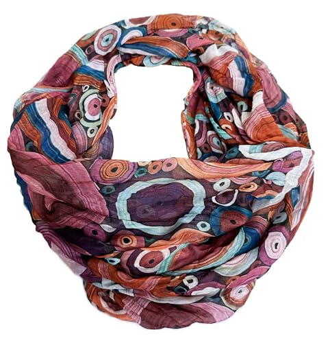 J26 Blumen Mandala Farbverlauf Seide Sommer Loop Verlauf Regenbogen Rainbow Silk Uni Rundschal Schlauchschal Stola Schal leicht (Kreis A Rosa) von J26