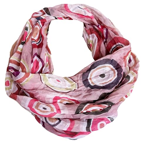 J26 Blumen Mandala Farbverlauf Seide Sommer Loop Verlauf Regenbogen Rainbow Silk Uni Rundschal Schlauchschal Stola Schal leicht (Kreis B Rosa) von J26